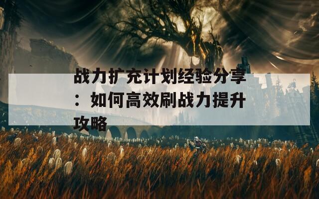 战力扩充计划经验分享：如何高效刷战力提升攻略