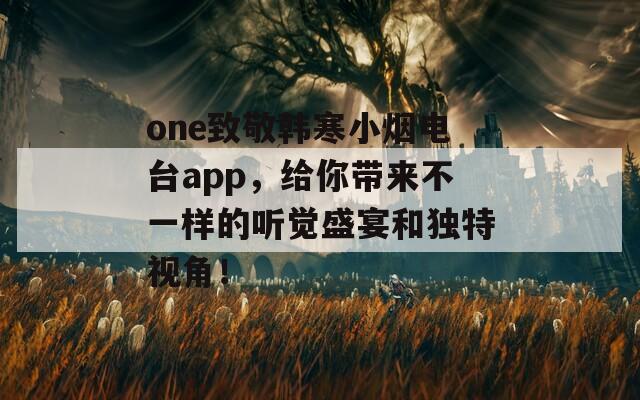 one致敬韩寒小烟电台app，给你带来不一样的听觉盛宴和独特视角！