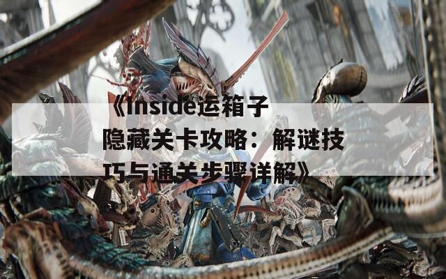 《Inside运箱子隐藏关卡攻略：解谜技巧与通关步骤详解》