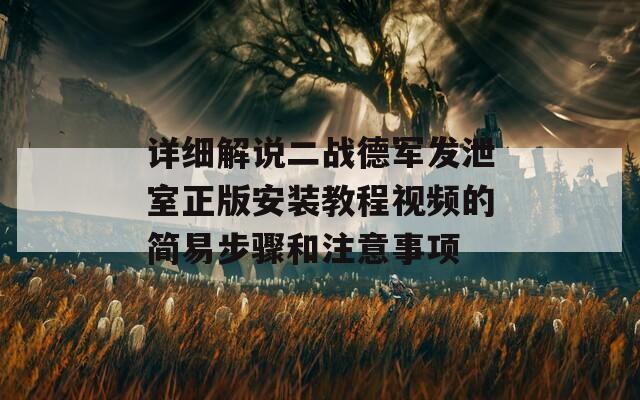 详细解说二战德军发泄室正版安装教程视频的简易步骤和注意事项