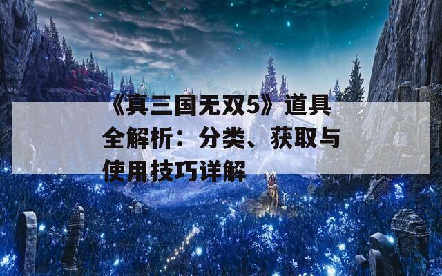 《真三国无双5》道具全解析：分类、获取与使用技巧详解